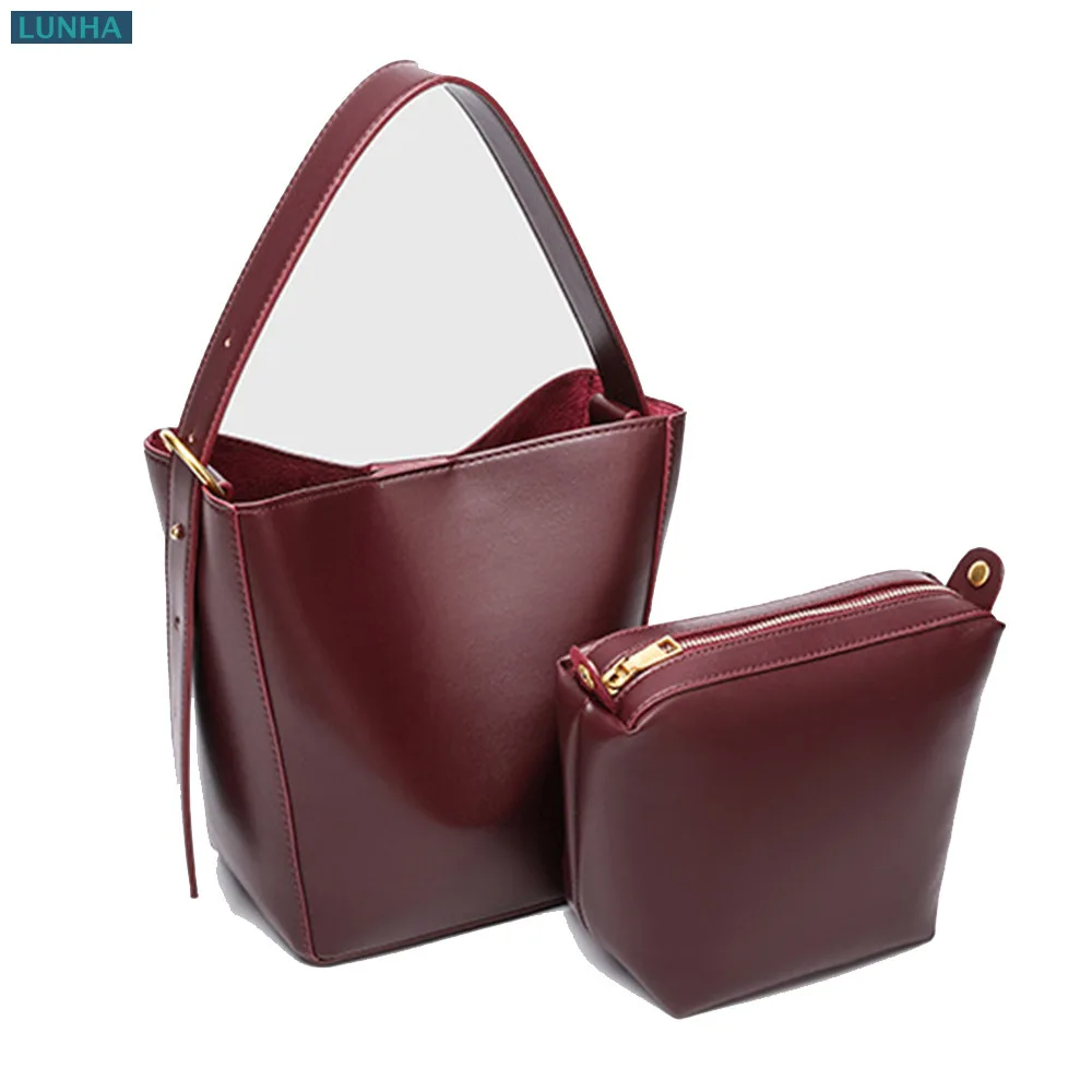 Women's PU Leather Convertible Hobo Bucket Tote Bag 2 in 1 Small Handbag Luxury Design Shoulder Purse for Everyday Commute