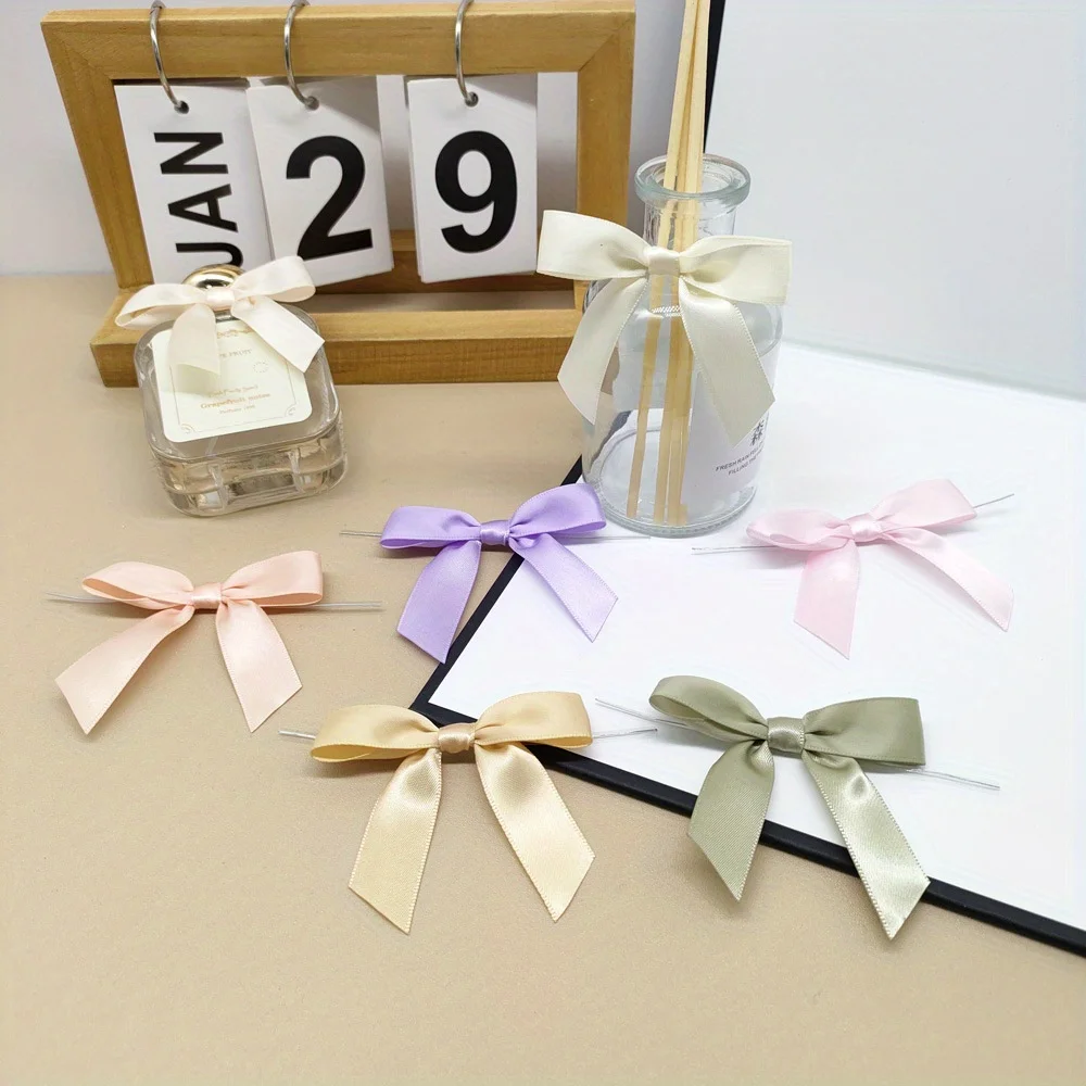 20 Stück Twist-Tie-Schleifen aus Satinband für Geschenkverpackungen, Champagnerflaschen, Taschen, Bastelarbeiten, DIY-Geschenke, Hochzeit, Brautparty, Weihnachten – Detail 3