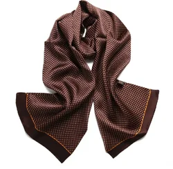 Men's 100% Mulberry Silk Scarf Double Layer Long Neckerchief Silky Smooth
