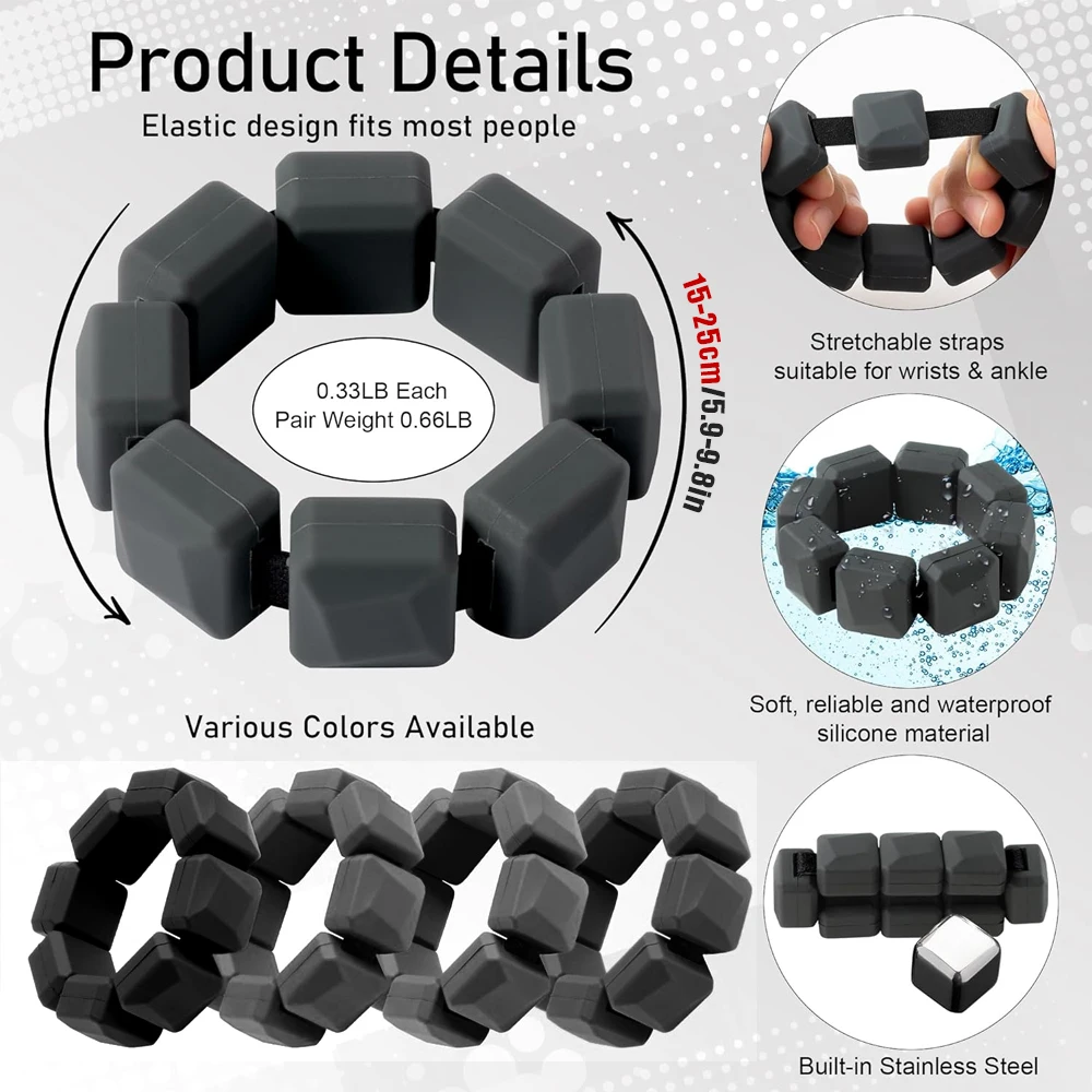 1 Pair Wrist Weights, Ankle Weights for Women Men (0.33LB/0.15kg Each) , Adjustable Wrist Weighted Bracelet for Home Gym Workout