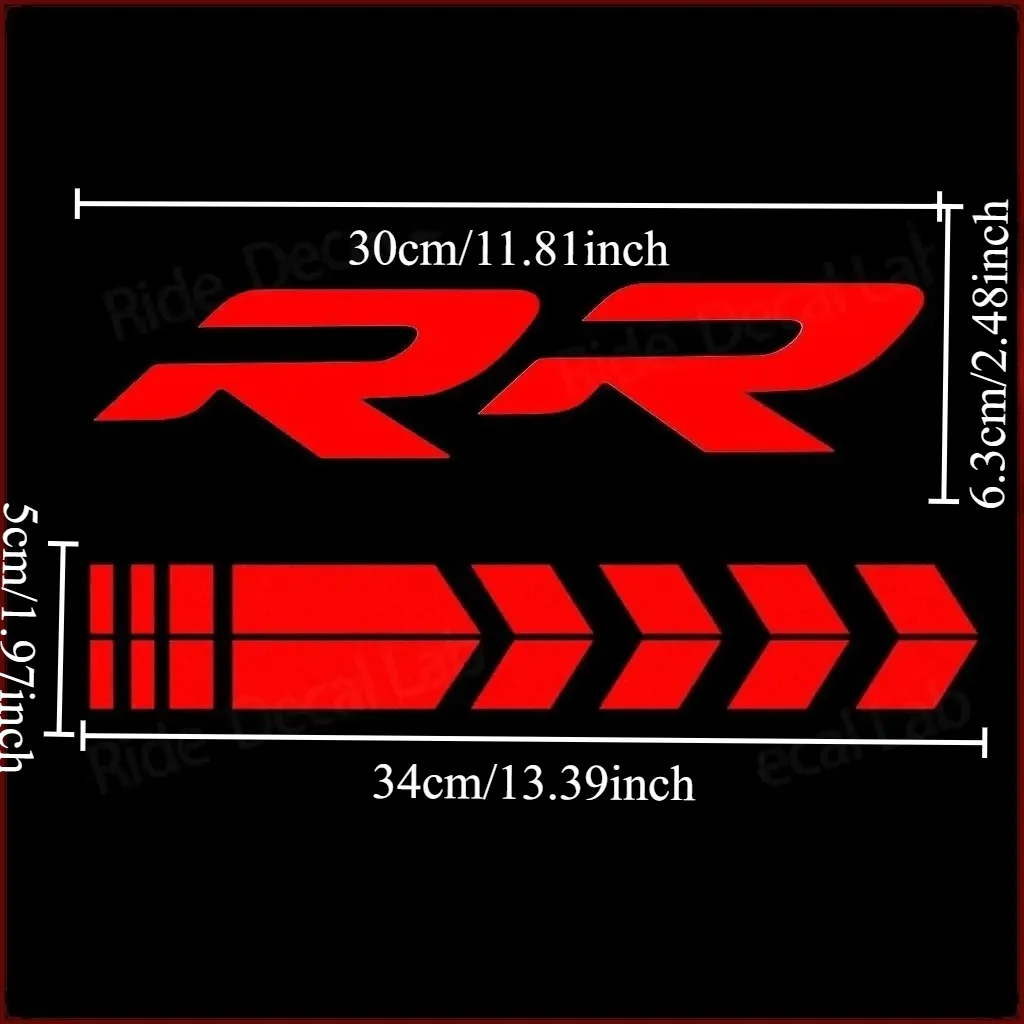 1Set RR Racing Graphic Vinyl Sticker, Arrow Style Waterproof Decal for Motorcycle Fairing Fender Body