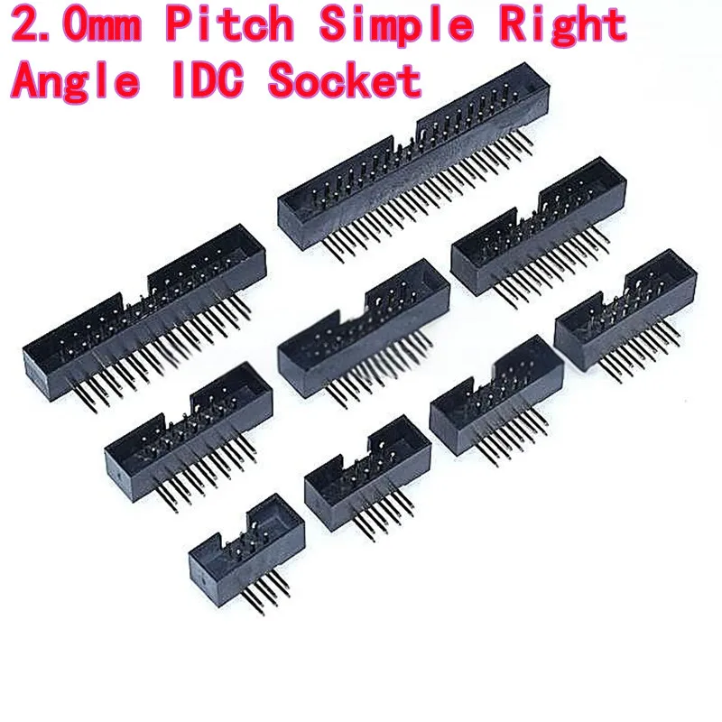 20PCS 10PCS 2.0mm Pitch Simple Right Angle IDC Socket, DC3 DC3-6/8/10/12/14/16/20/30/40P Bent Pin