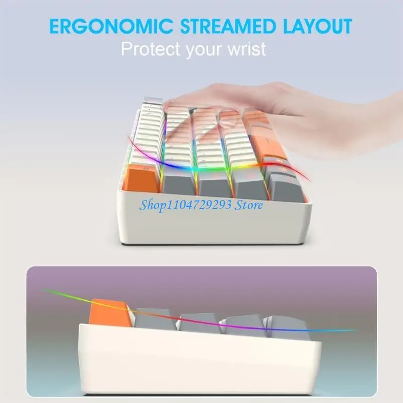 

Y2GD Mechanical Gaming Keyboard 63 Keys LED Backlits Gaming Keyboard Corded Ergonomic Office Keyboard for PC Gamer Laptop