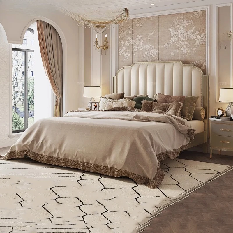 Queen Size Leather Bed Leg Support Minimalist Luxury Double Bed Nightstands French Cama De Lujo Para Dormitorio Home Furniture
