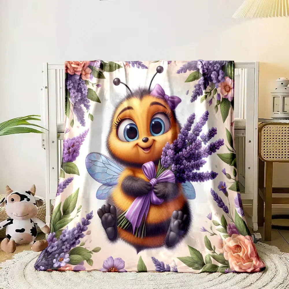 

6 Styles Cute Cartoon Bee Flower Theme Printing Adult Children Warm Blankets Home Travel Car Soft Comfortable Luxury Gifts