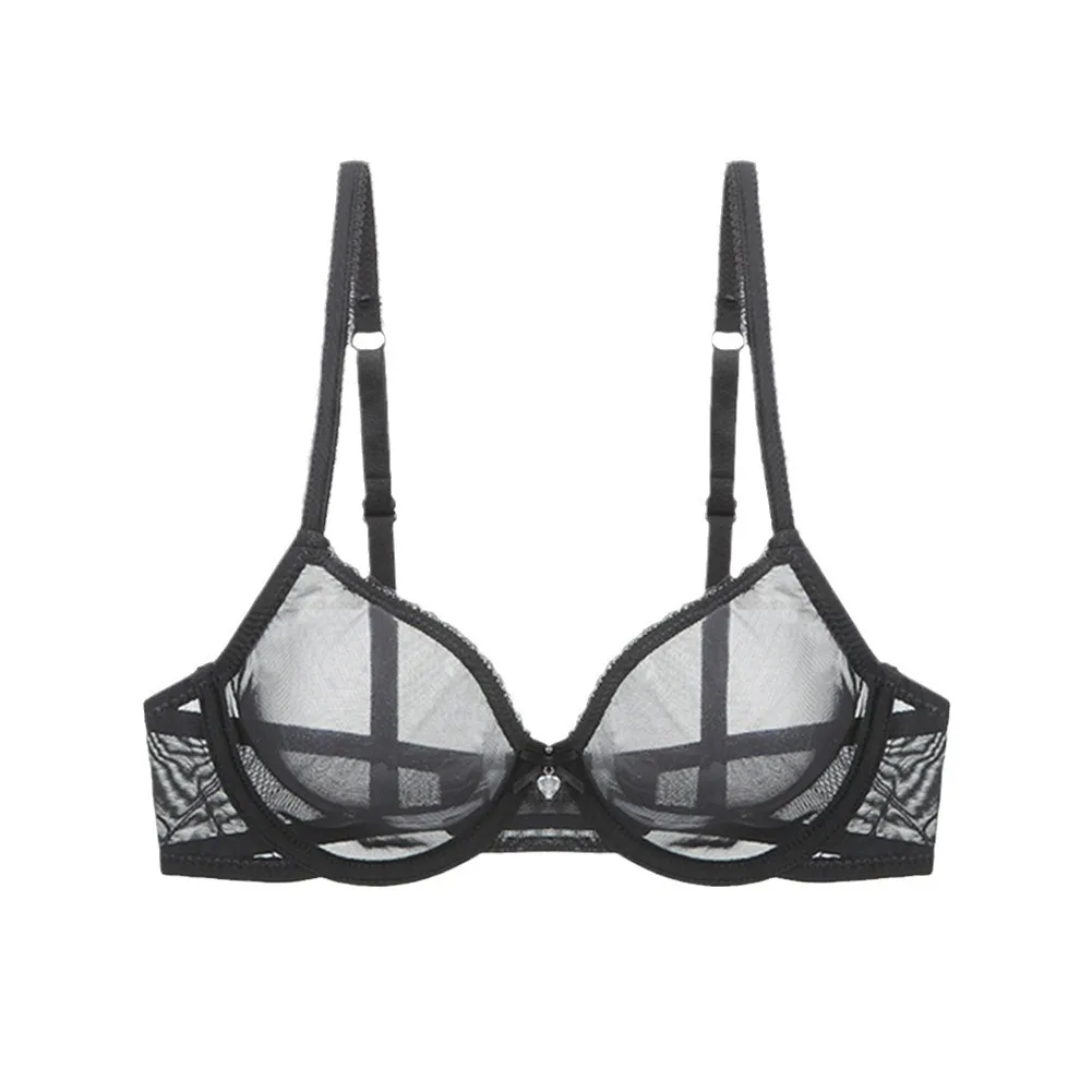 Women's Mesh See Through Bra Underwire Unlined Sheer Brassiere Sexy Ultra-thin Yarn Underwear Plus Size BCD Cup Bras image 2