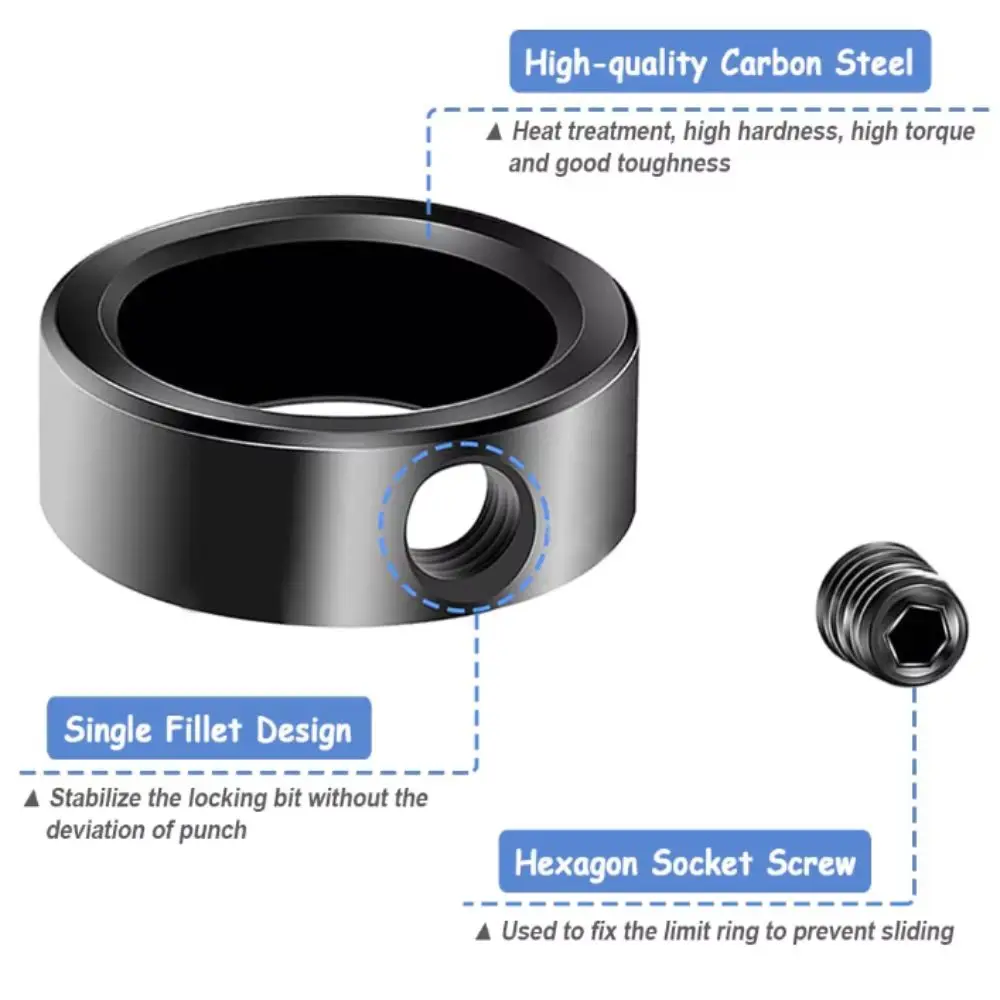 Kit Steel Drill Stop Collar Metric Lock Shaft Positioner Press Adjustable Drill Stoper Collar Woodworking