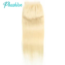 Phashion-Cabello Humano rubio con cierre de encaje, pelo Remy brasileño prearrancado, 613, 13x4, Hd transparente, 5x5