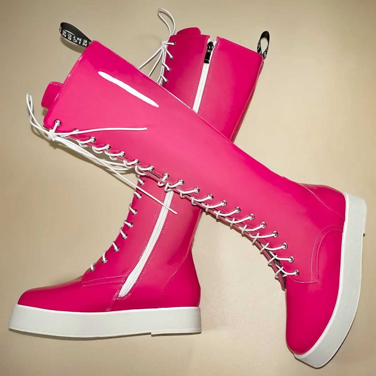 

Winter Platform Pumps Size 47 48 Shoes Women Size 49 50 Patent Leather Flat With Knee High Snow Boots Big Size 44 45 46 Shoes