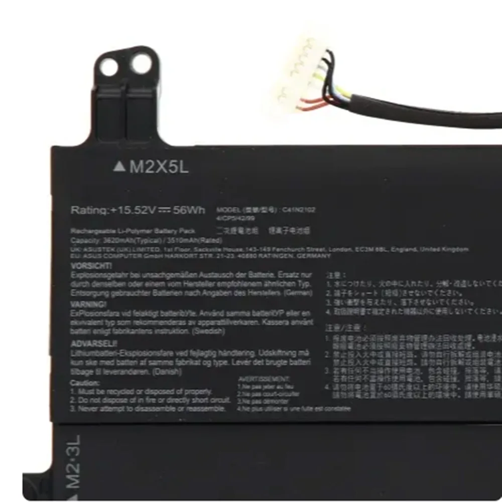 Imagem -04 - Bateria Original do Portátil para Asus Rog Flow C41n2102 C41n21021 15.52v 56wh Z13 Gz301 Nr2201 Gz301vf Gz301vi Gz301vu Gz301vv
