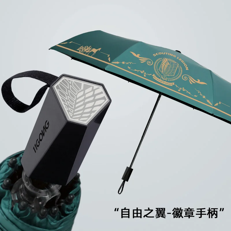 Attack Ombrello gigante animazione che circonda due yuan parasole protezione solare ombrellone da pioggia in vinile studenti e studentesseDoppio uso Omb