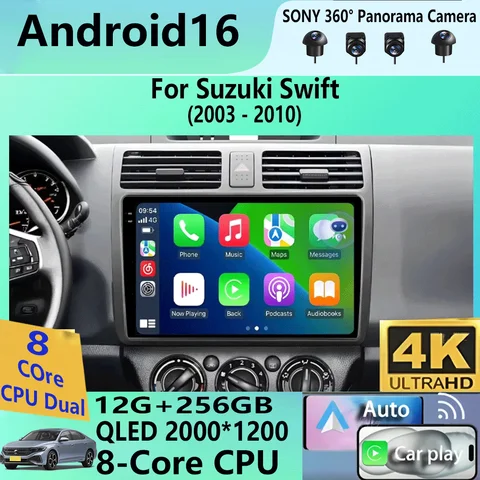 2din Android 16 Car Radio for Suzuki Swift 2003 - 2006 2007 2008 2009 2010 Multimedia Player Carplay Stereo GPS DVD Head Unit