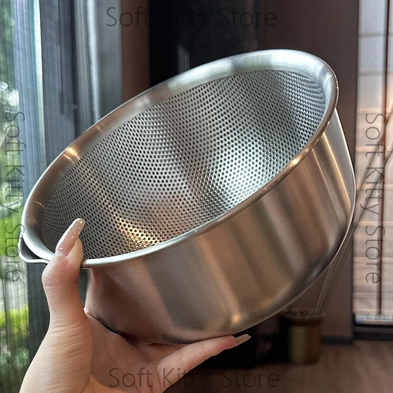 Rice Basket 316 Stainless Steel Drain Basket Vegetable Basin Filter Basket
