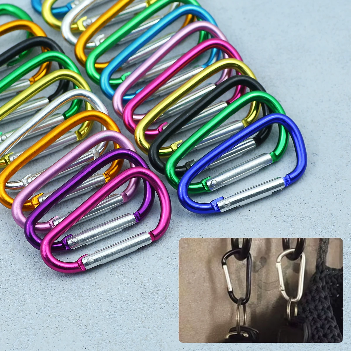 

1/5PCS 24*45MM Keychain Zinc Alloy D-ring Buckle Multi Colors Carabiner Snap Hook Clip Keychains Camping Backpack Buckle