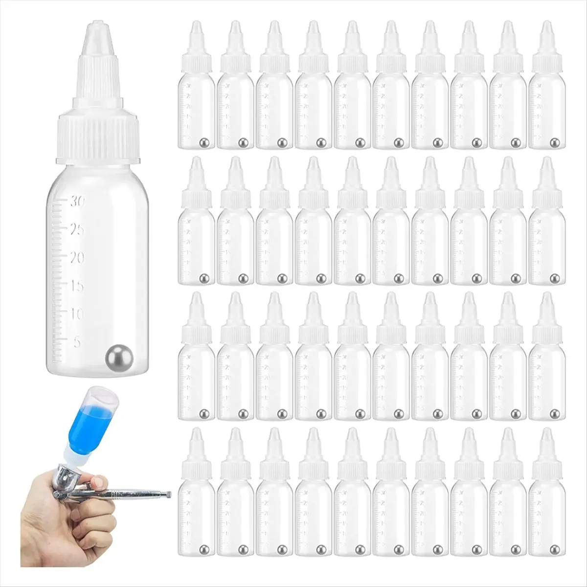 【2876 Popular】50Pcs Airbrush Paint Bottles 30ml Empty Airbrush Bottles Jars Paint Squeeze Bottles Paint Mixing Bottles