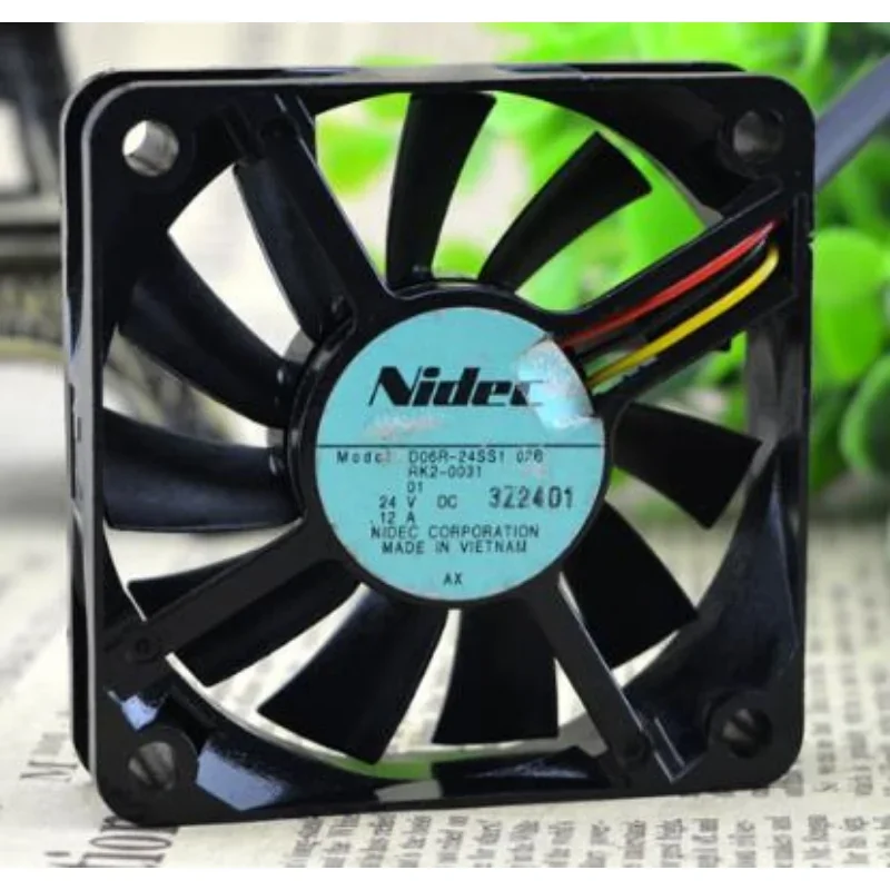 New Cooler Fan For NIDEC D06R-24SS1 04B 6cm 24V 0.12A 6015 3-wire Frequency Converter Fan 60×60×15mm