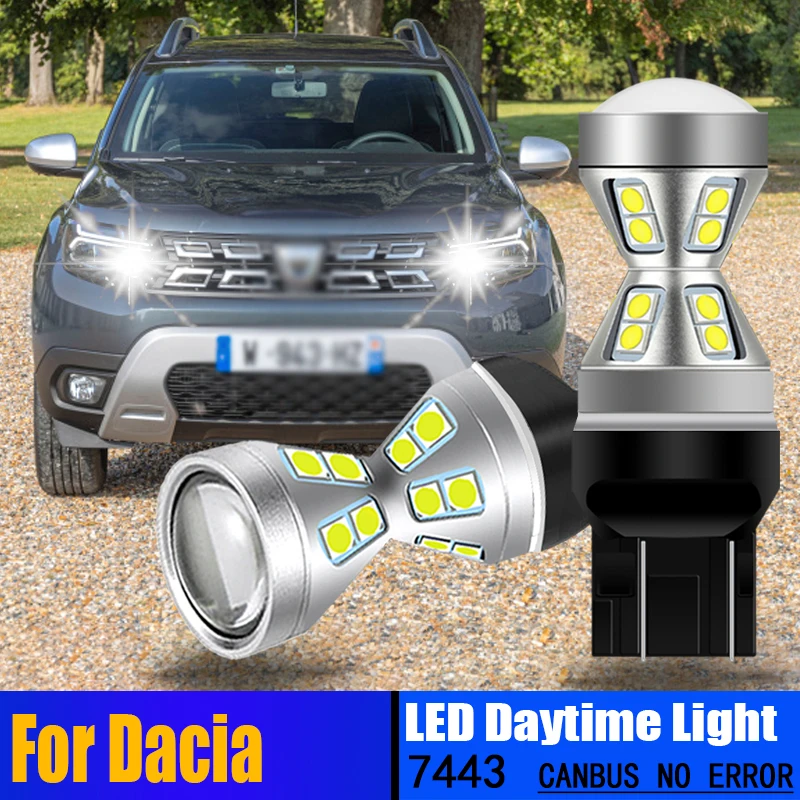 

2pcs Auto LED Daytime Running Lights Bulbs DRL Lamp W21/5W 7443 T20 Canbus Error Free For Dacia Duster Logan Sandero 2 2012-2017