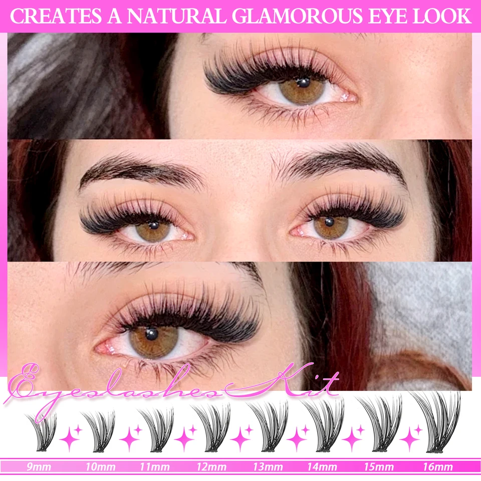 Kit de pestañas 30D 40D naturales, suaves como pluma, glam diario sin esfuerzo, look fresco y natural, ultra suaves y delicadas 4