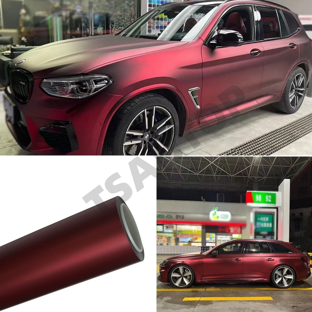 Easy to Install Premium PET Car Wrap Stretchable Bubble-Free removable Auto Vinyl Car Body Film Romance Red