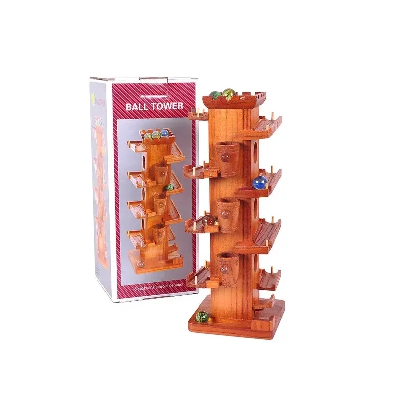 Fun pachinko run wooden tower building track educational children's toys parent-child interactive toys