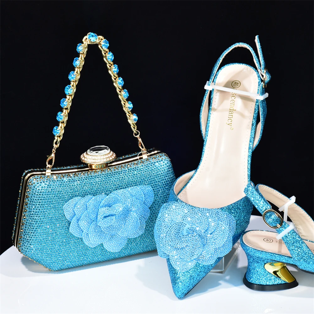 Doershow Italian Shoes And Bag Sets For Evening Party With Stones Italian Leather Handbags Match Bags! HAB1-16