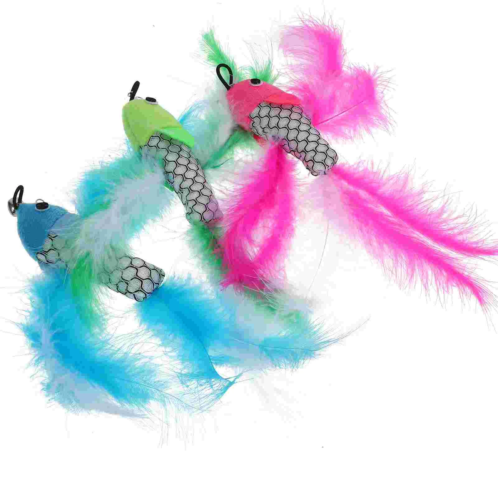 

3 Pcs Replace Replacement Head for Cat Teaser Tiny Cats Interactive Toy Artificial Feather