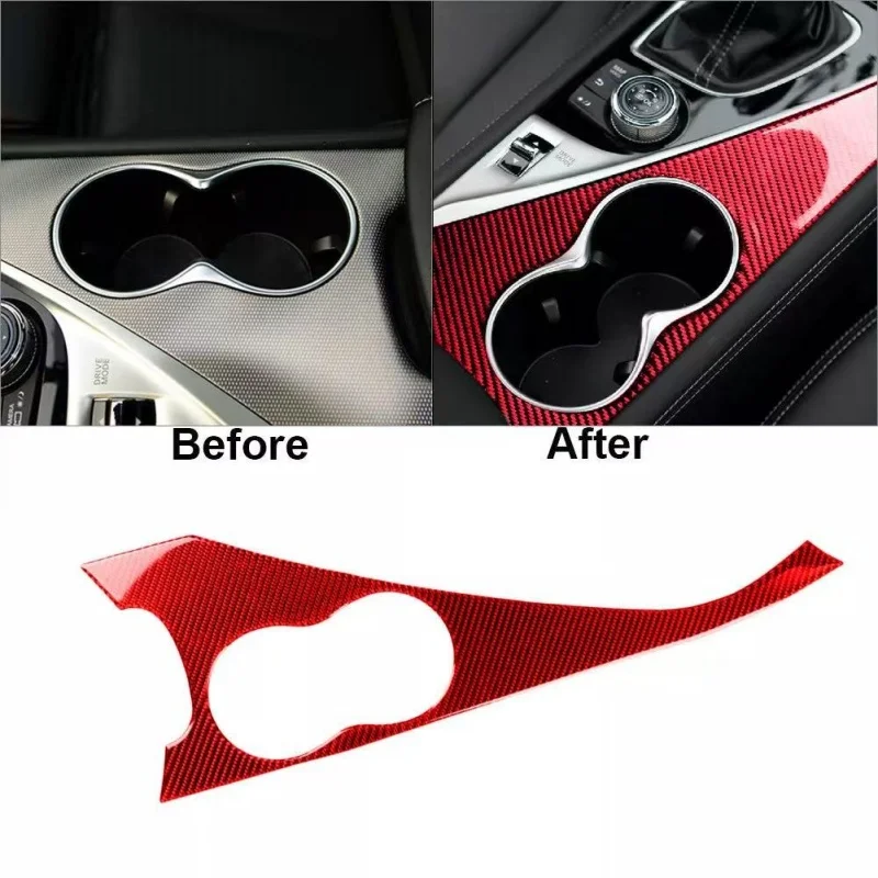 For Infiniti Q50 Q60 Carbon Fiber Sticker Gear Shift Panel Cup Holder Panel Modification Cover Trim Strips Car Inner Accessories