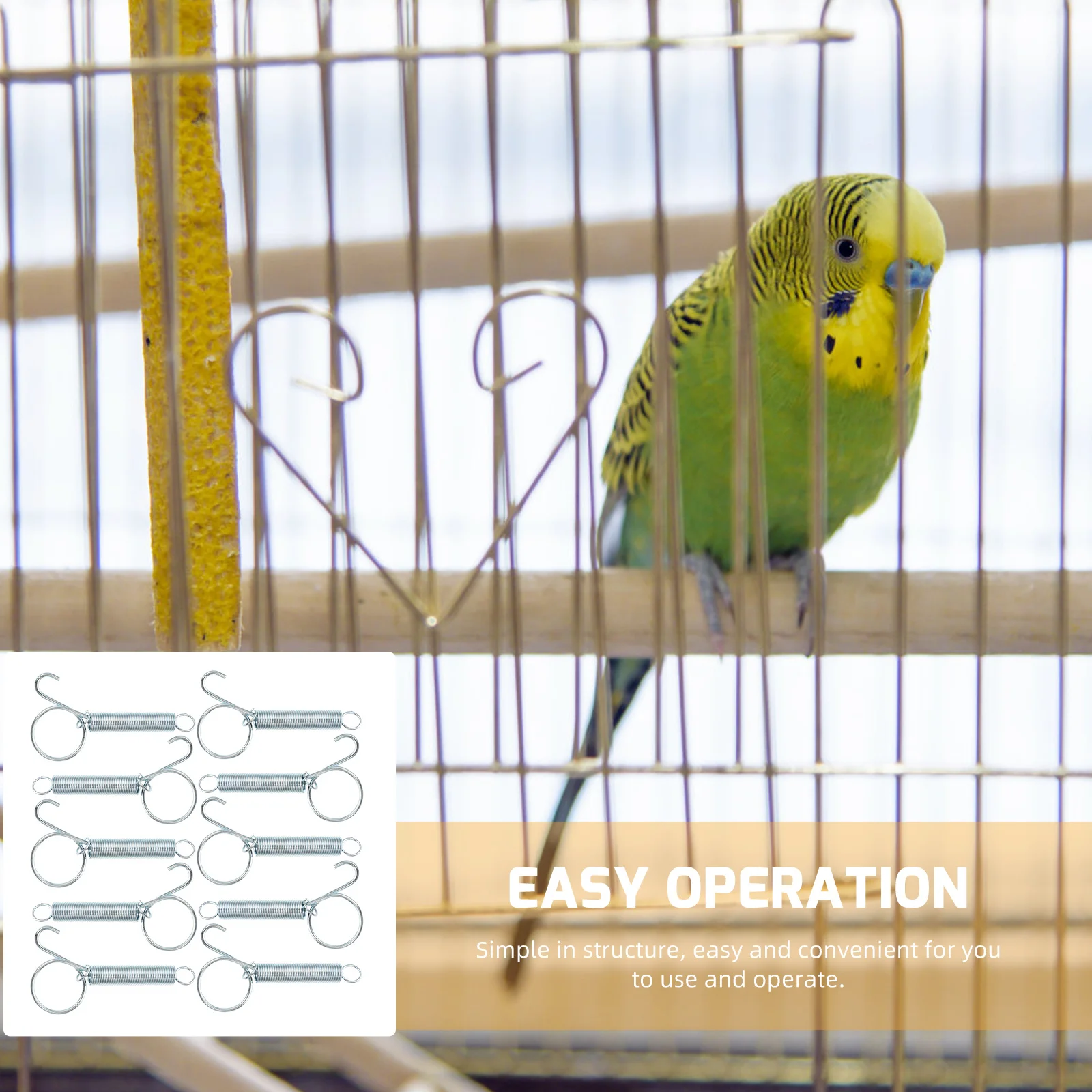 

10 pcs Cage Door Spring Hook Stainless Steel Pet Cage Accessory For Rabbit Chicken Pigeon Quail Bird Cages Locking Tool