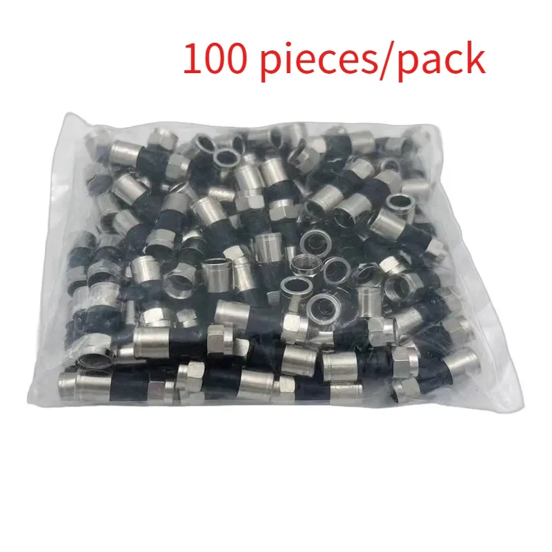 100PCS/bag Blue black yellow All-copper waterproof 75-5 RG6 extruded F-head British TV cable 24 shielded universal connector