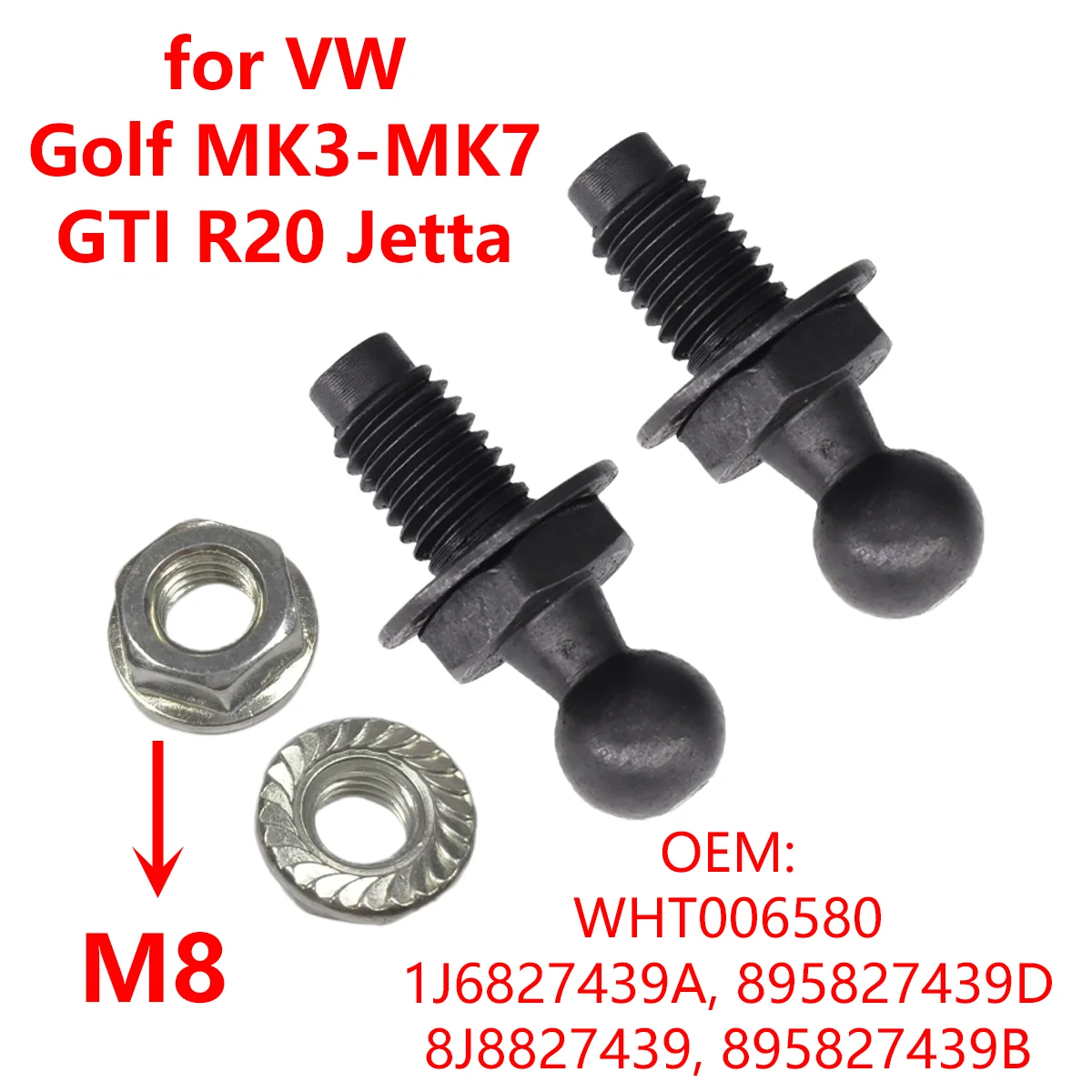 

2Pcs/4Pcs 8mm Car Bonnet Hood Tailgate Trunk Lid Gas Strut Rod Screw Ball Stud Pin WHT006580 for VW Golf Passat Jetta for Seat
