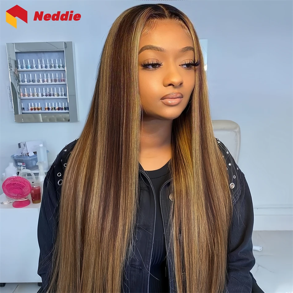 Brazilian Highlight 200 Density 30 32 Inch 13x6 Hd Lace Frontal Bone Straight Wig 100% Natural Human Hair for Women Wigs on Sale