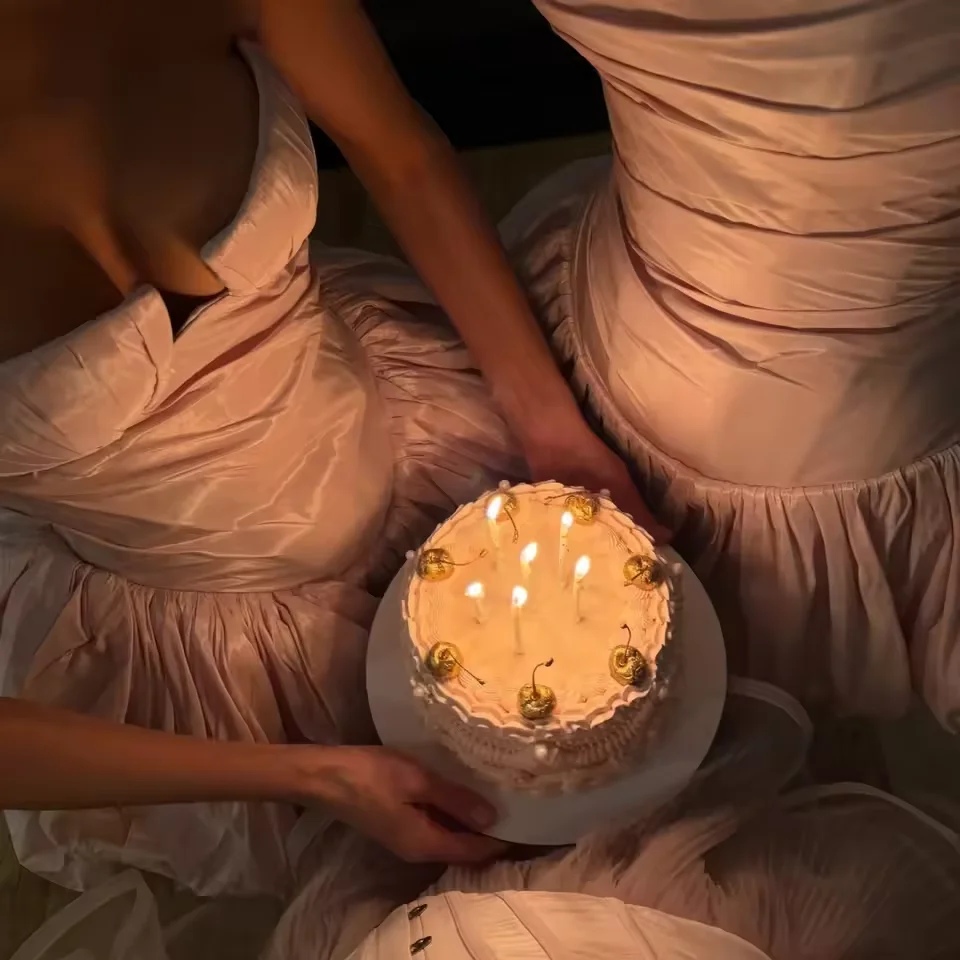 Customized Pink Sweetheart Short Birthday Party dress Strapless Puff Sleeve Mini Ball Gown Detachable Train Club Evening Dress