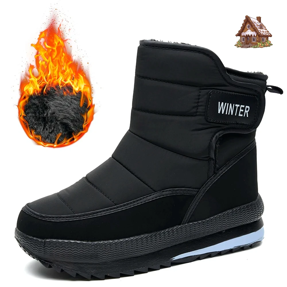 

Winter Snow Boots Platform Men Ankel Boots Plus Size Casual Plush Men Shoes Antislip Warm Fur Men Boots Waterproof Shoes