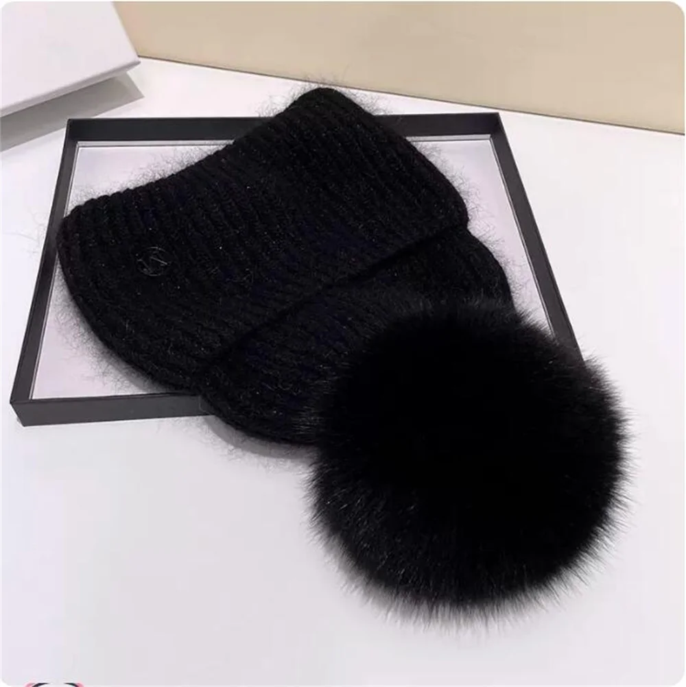 Xthree Winter Hat for Women Rabbit fur Knitted Hat Luxury Beanies Skullies Real Fur Pom Hat for Girl Gorro Female Cap