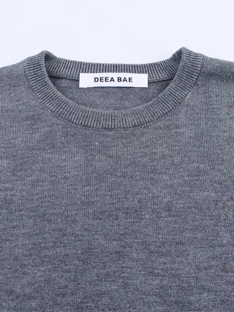 Estilo europeu nova moda feminina versátil temperamento botão decoração destacável em torno do pescoço manga longa topo de malha