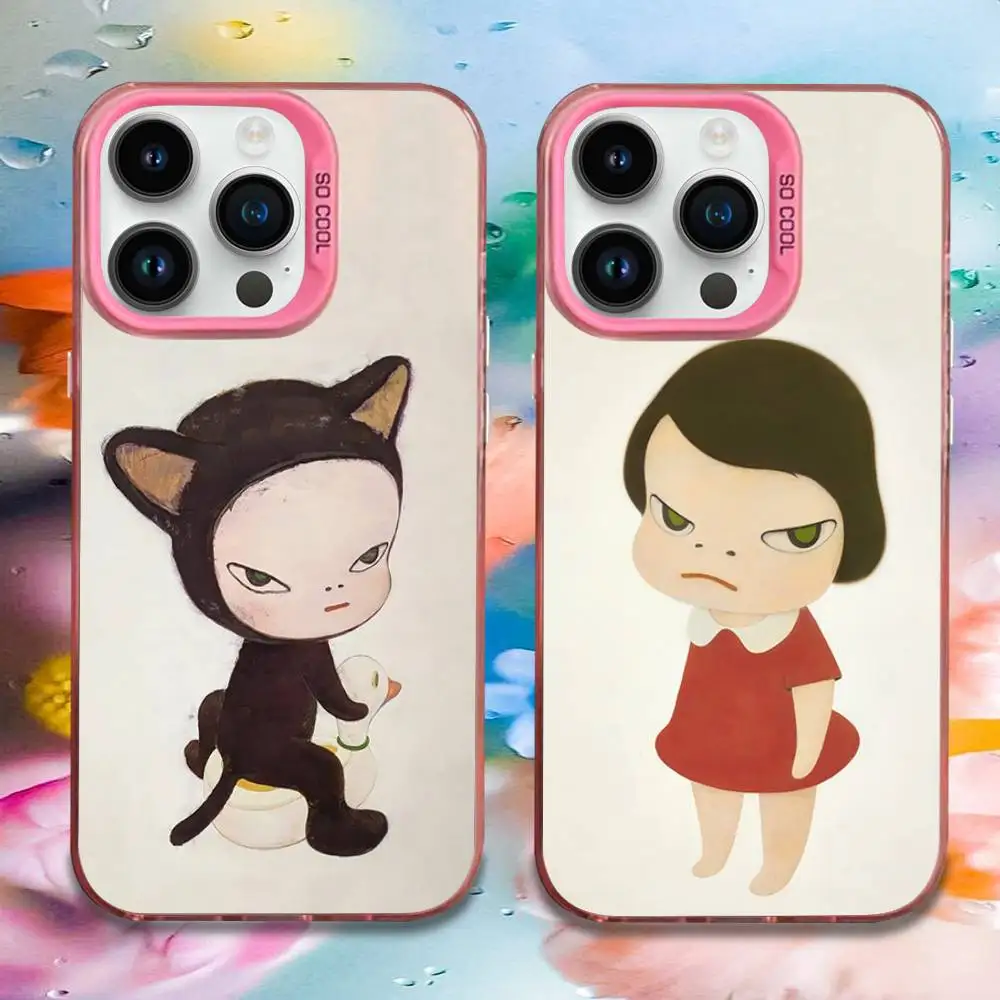 

Art Y-Yoshitomo Nara Phone Case For iPhone 16,15,14,13,12,11,Mini,Pro,E,MAX Pink Candy Matte Shockproof Cover