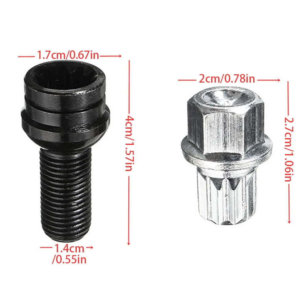 1 Set 17mm Anti-theft Wheel Screw Bolt and Lock Lug Nut Fit For VW Golf Jetta Beetle Passat For Audi Car Wheel Bolts Accessories