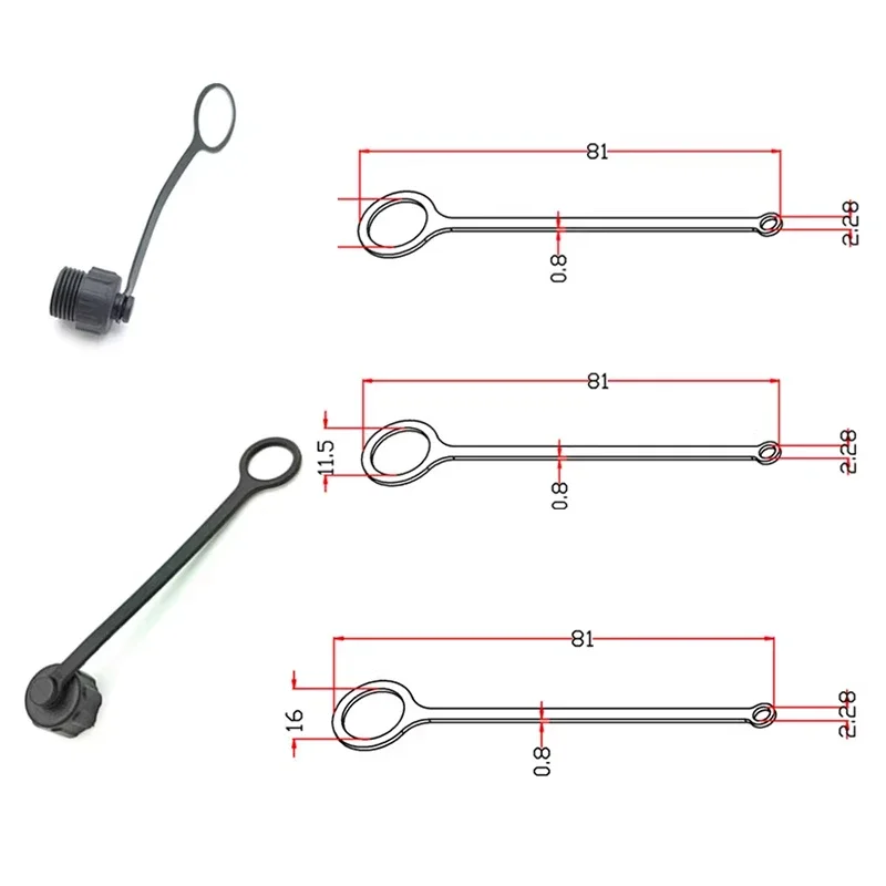 10pcs M12 M8 Dust Cover Internal Thread/External Thread Connector Cover Male Female with Rope Special Cap for Aviation Plug