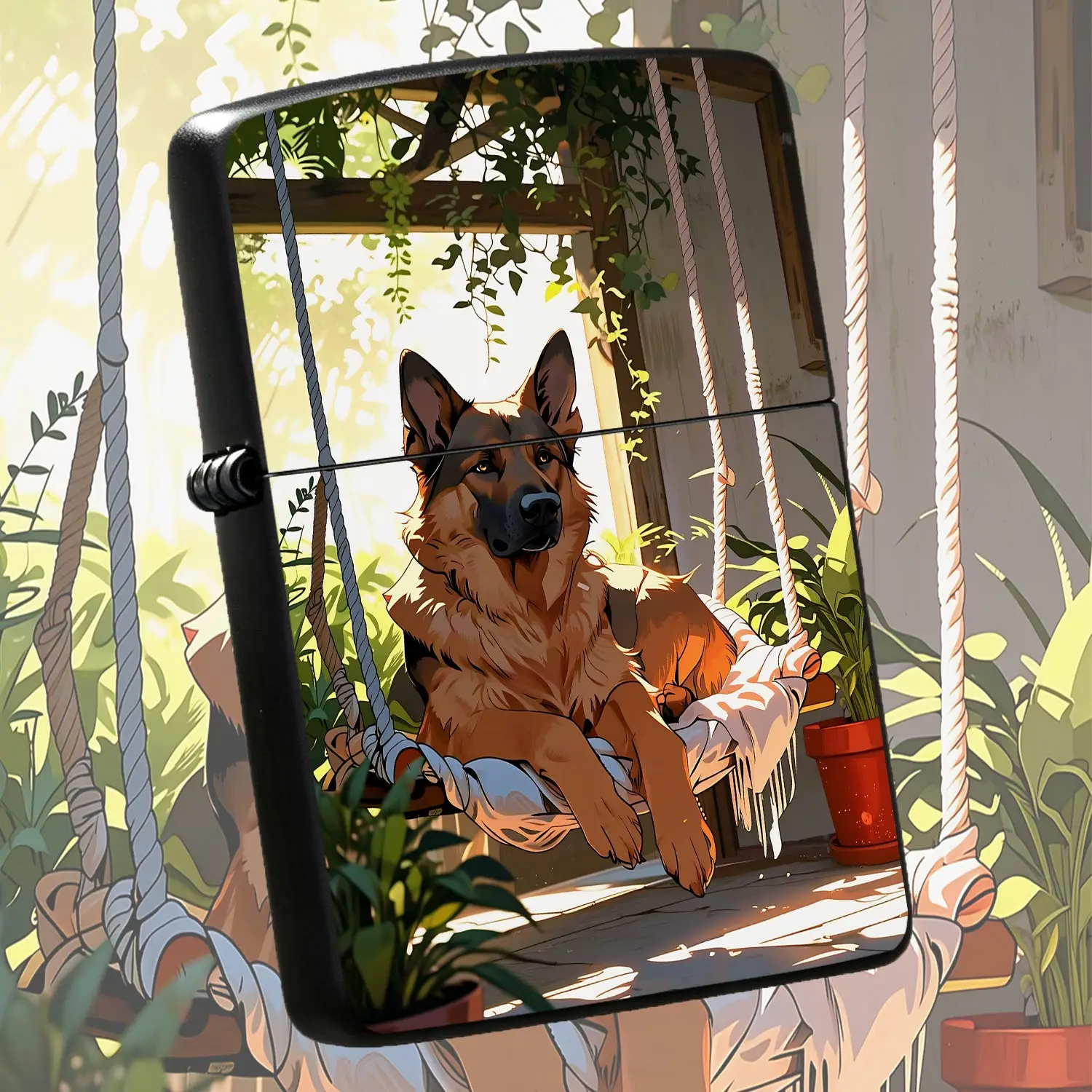 Warm Sunlight Cozy German Shepherd Pattern Portable Lighter, Ideal For Daily Casual Use, Outdoor Picnics, Gatherings, Perfect Delicate Gift For Pet Lovers And Trendy Collectors To Carry Around For Any Occasion A Humorous And Interesting Lig