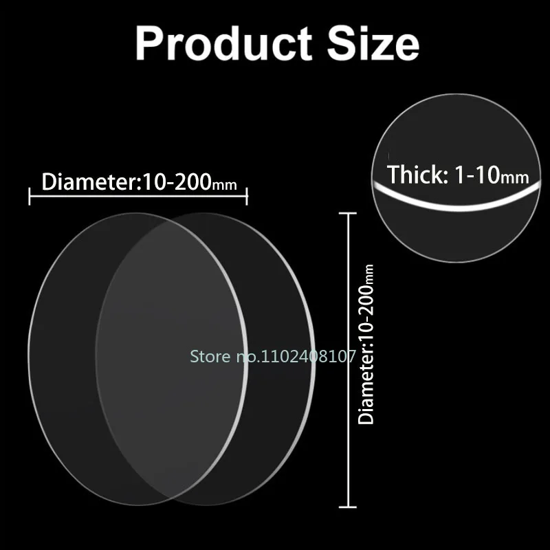 DT Thick 1-10mm Acrylic Discs Plate Clear Plexiglass Plastic Circular Sheet Transparent Organic Glass Board Diameter 10~250mm