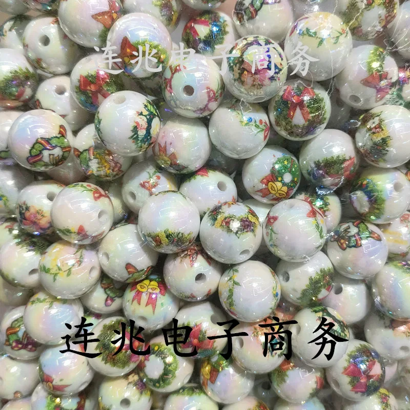 5pcs cartoon anime acrylic beads white background printed beads for diy jewelry making bracelets materials