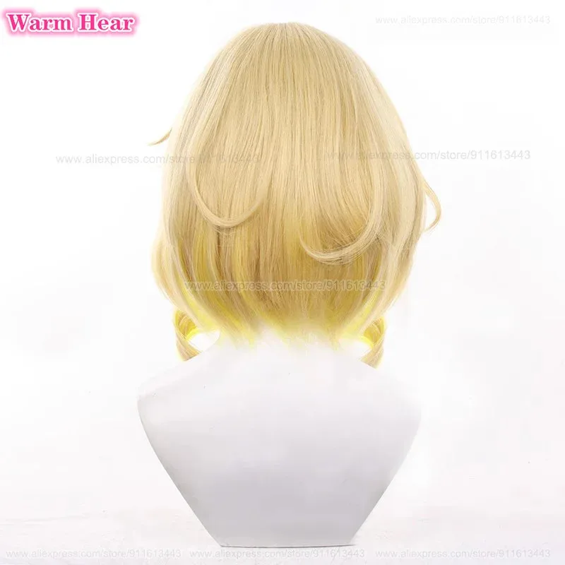 لعبة HSR Aglaea كتان صناعي قصير مختلط مع شعر مستعار أصفر مجعد كوسبلاي أنيمي مقاوم للحرارة شعر مستعار لحفلات الهالوين F;H;6GH