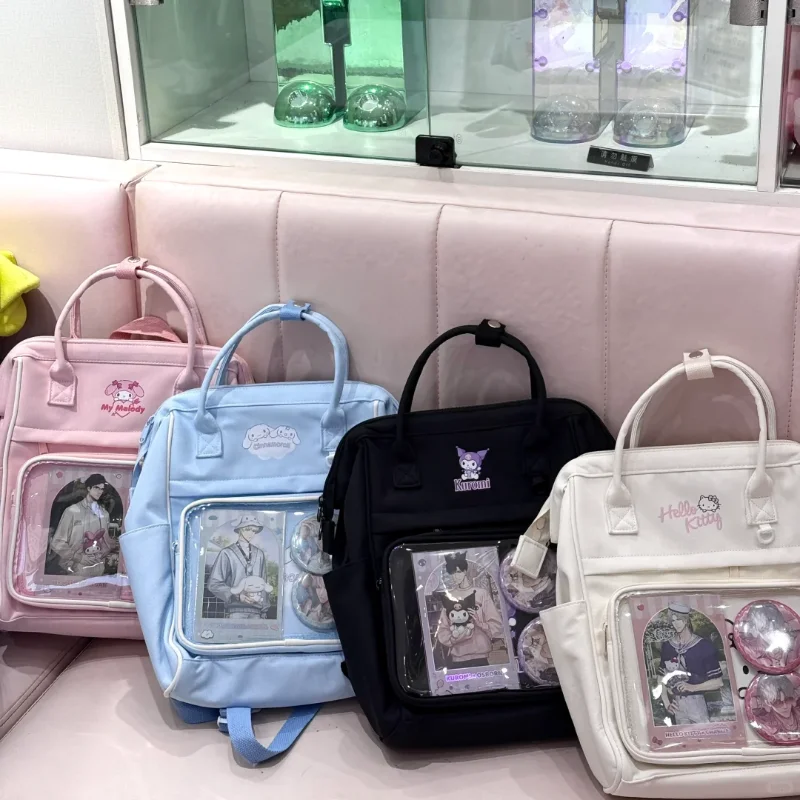 

Оригинальный рюкзак Mowap Sanrio с персонажами Hello Kitty Cinnamoroll, сумка для боли, двухслойная сумка для дисплея, школьная сумка Kawaii Anime, сумка-тоут