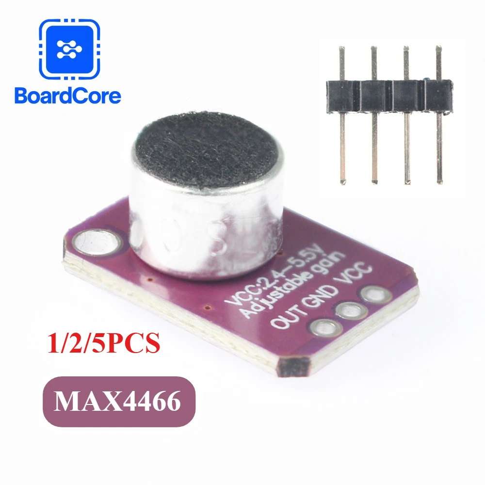 1/2/5PCS MAX4466 Sound Sensor Module Microphone Preamplifier Module GY-MAX4466 Adjustable Gain Amplifier Board for Arduino DIY