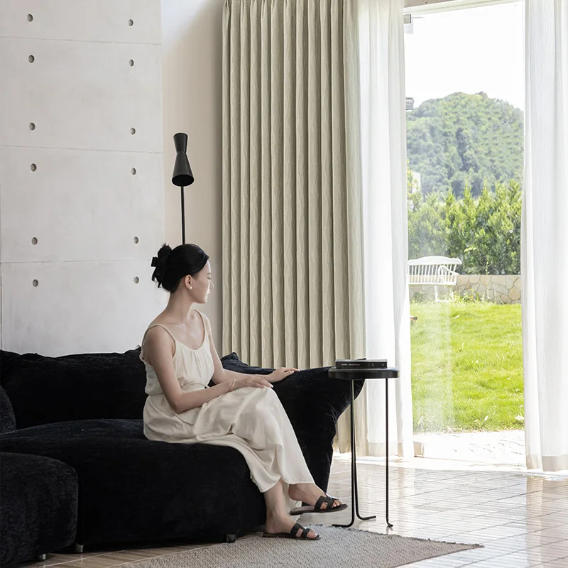 Wave Pattern Jacquard Chenille Curtain, High Shading Luxury Finished Curtain for Living Room and Bedroom