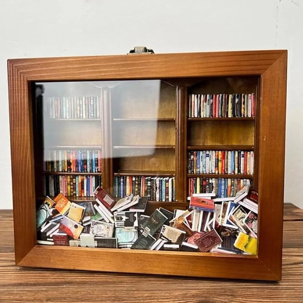 Miniature Bookshelves Handmade Small Bookshelf Crafts Provide Unique and Creative Small Ornaments for Book Lovers