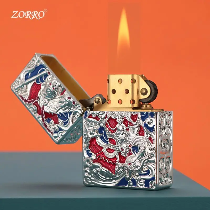 ZORRO Classic Kerosene Windproof Lighter Metal Heavy Armor King Cobra Lighter Smoking Accessories Men\'s Treasure Treasure G