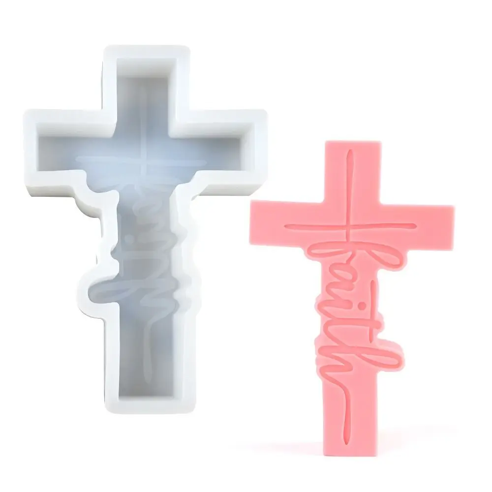 Silicone Cross Sculpture Mold Reusable Non-Stick Plaster Ornament Mold Detailed Texture Easy Release Aroma Candle Mold Halloween