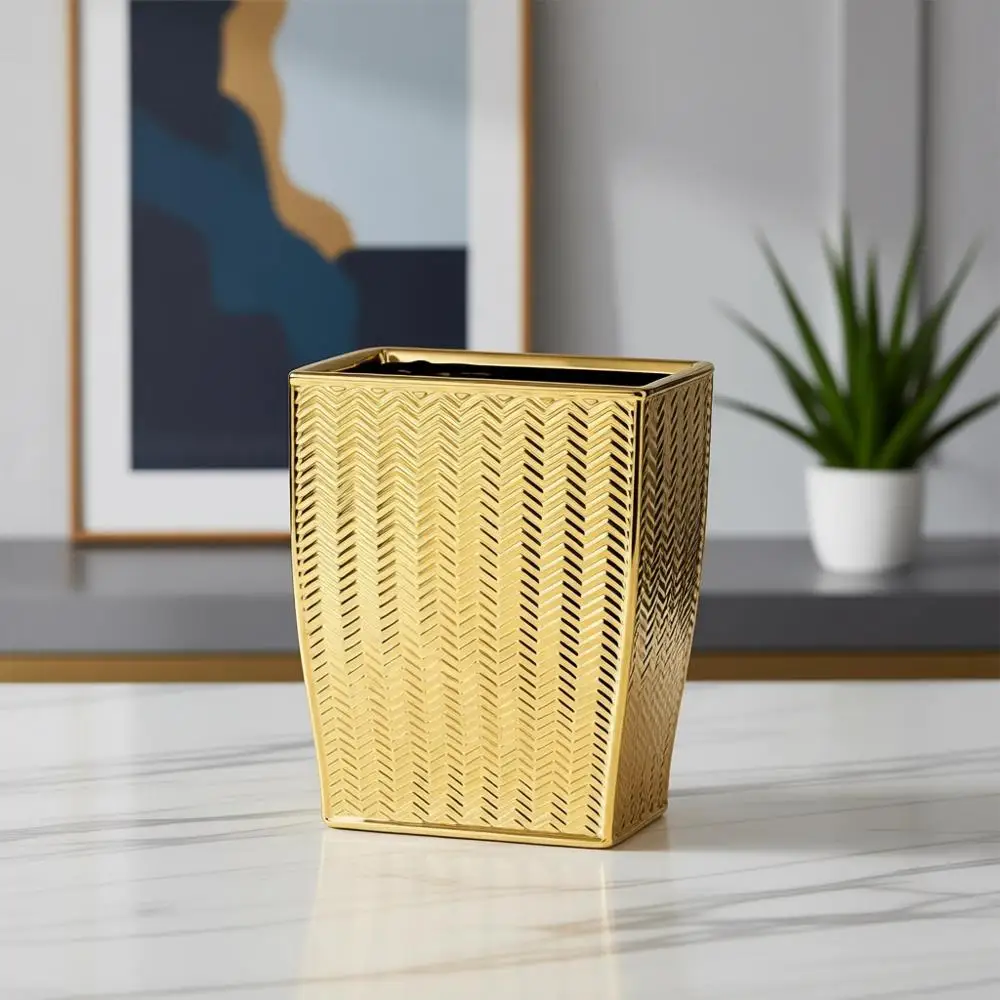

Elegant 5-Liter Gold Trash Bin for Bathroom, Kitchen, Office, and Living Room Décor