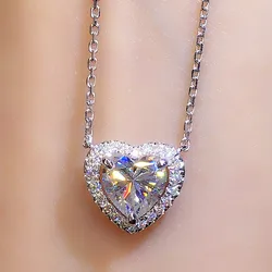 Huitan Wedding Trendy Love Necklace for Bride Brilliant Crystal Heart Cubic Zirconia Fashion Luxury Women Jewelry Wholesale Bulk